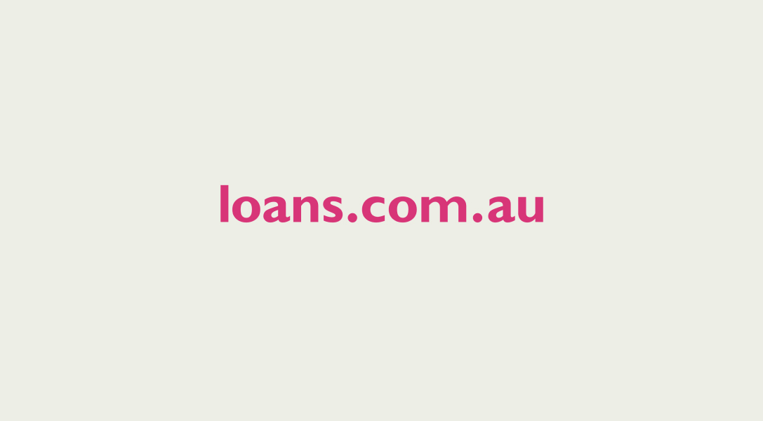 loans.com.au logo pink text blue background